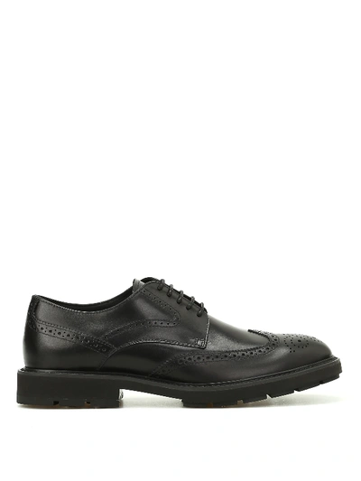 Tod's Glossy Leather Brogued Lace-ups In Black
