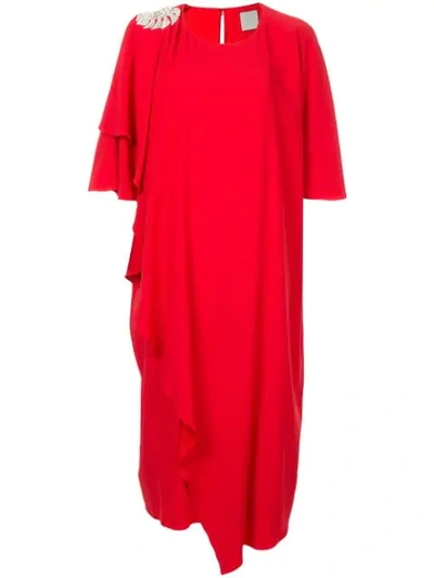 Ingie Paris Ruffled Midi Dress - Red