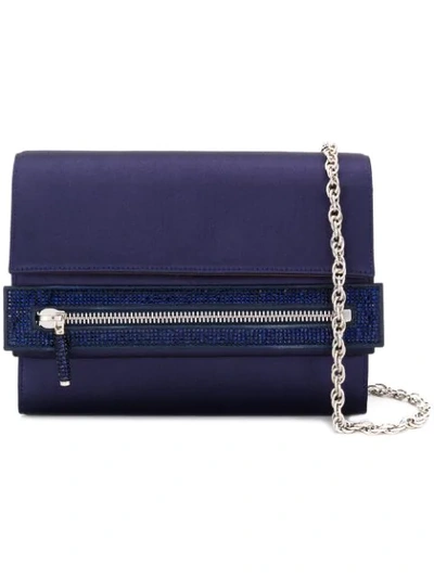 Rodo Crystal Studded Satchel Bag - Blue