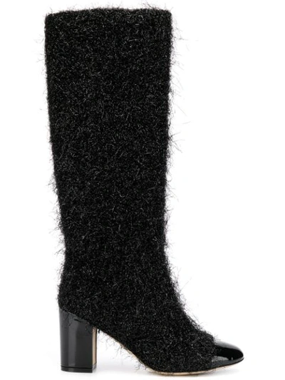 Rodo Textured Patent Toe Cap Boots - Black