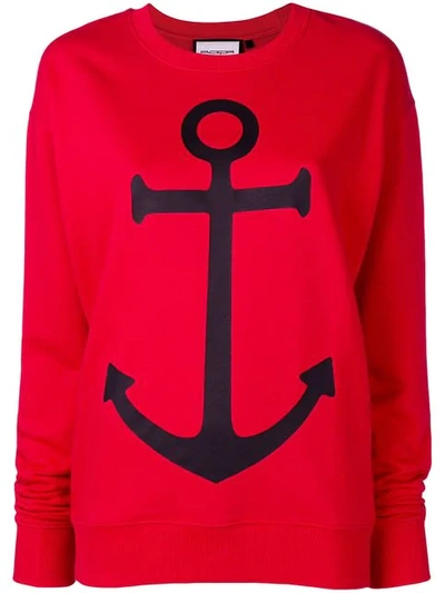 Roqa Anchor Print Sweatshirt - Red