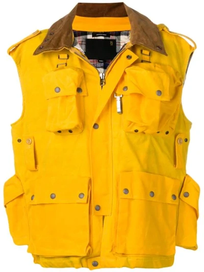 R13 Multiple Pocket Gilet In Yellow