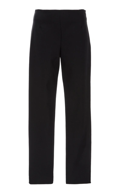 Lela Rose Demi Button-embellished Stretch-crepe Tapered Trousers In Black