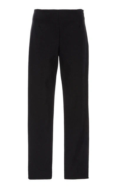 Lela Rose Demi Button-embellished Stretch-crepe Tapered Pants In Black