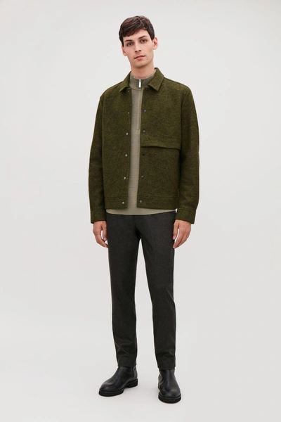 Cos Boiled Wool Jacket In Green | ModeSens