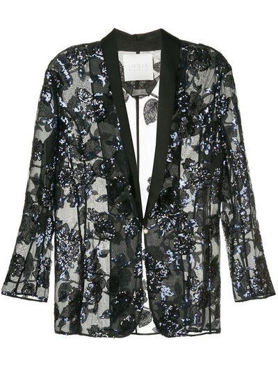 Ingie Paris Sequin Embroidered Blazer - Black