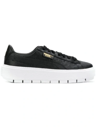 Puma Platform Trace Ostrich Sneakers In Black