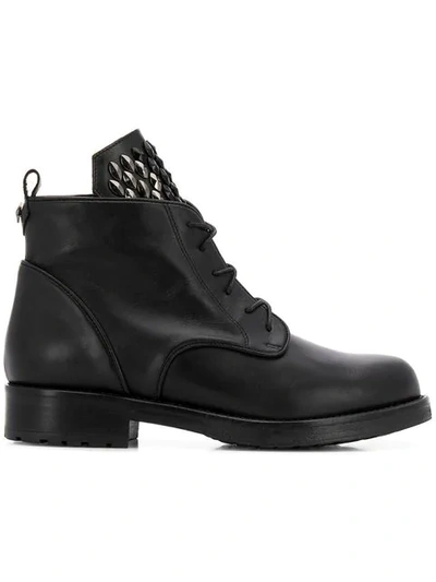 Albano Studded Tongue Boots In Black