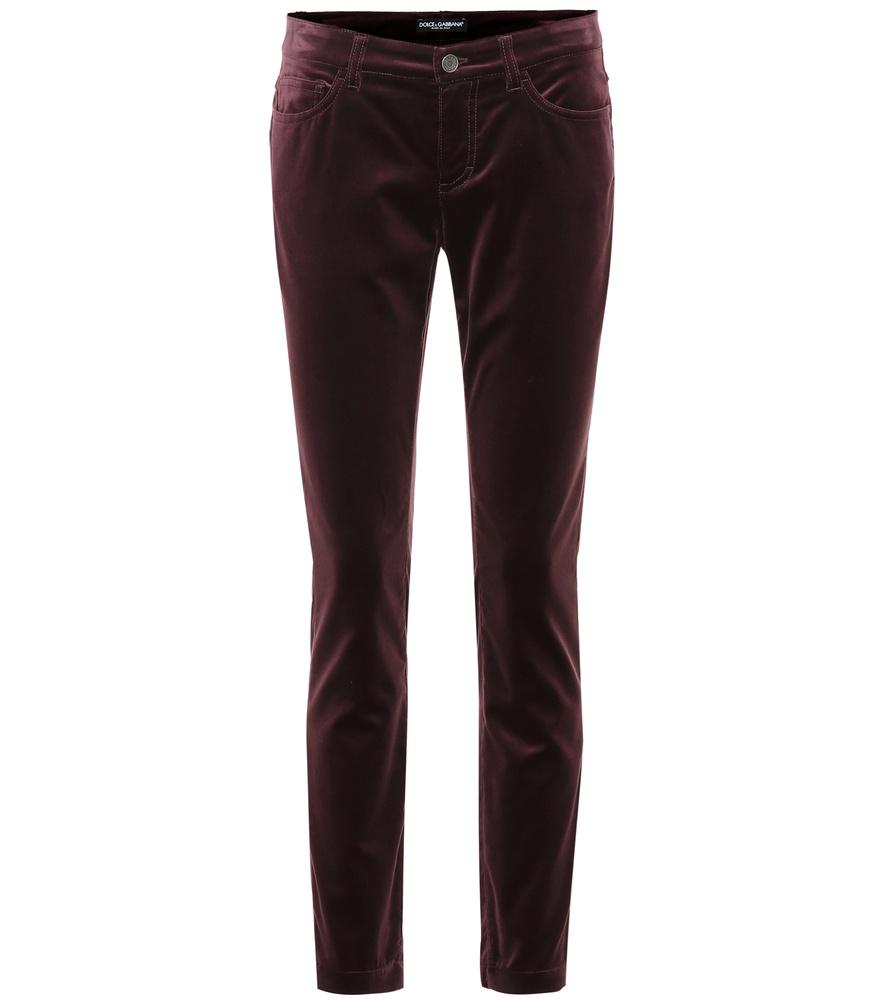 Dolce & Gabbana Velvet Cropped Skinny Jeans In Brown | ModeSens