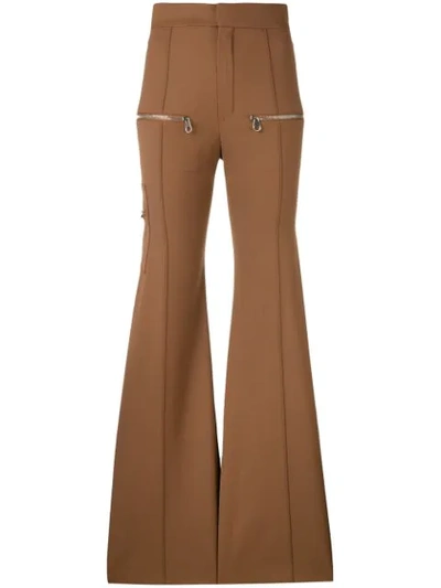 Chloé Stretch-wool Flared Pants In Brown