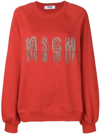 Msgm Chain Logo Sweatshirt - Red