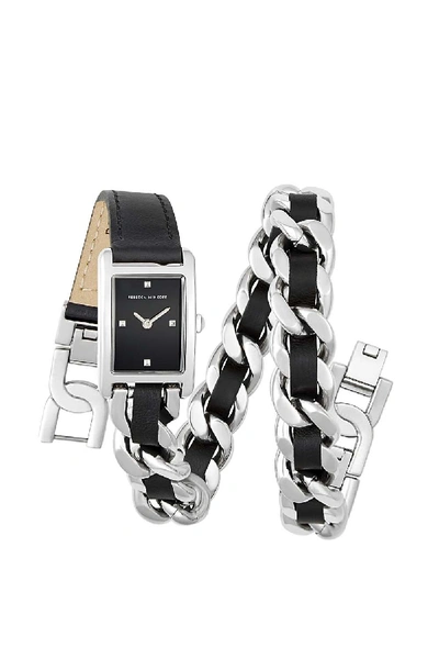 Rebecca Minkoff Moment Silver Tone Double Wrap Watch 19x30mm In Black ModeSens