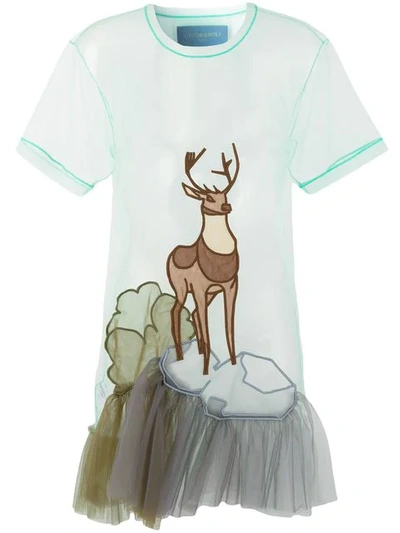 Viktor & Rolf Deer Tulle Top In Green