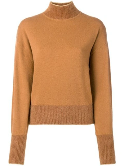 Alberta Ferretti Mock Neck Sweater In Orange