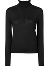 Carven Knit Buttoned Top In Black