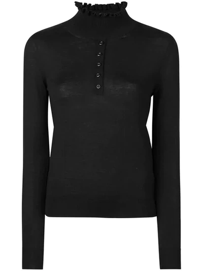 Carven Knit Buttoned Top In Black