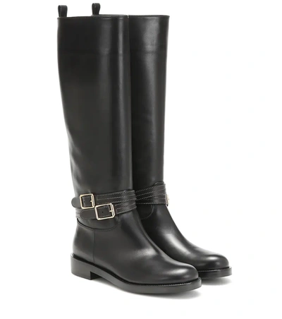 Gianvito Rossi Buckled Leather Knee Boots In Black