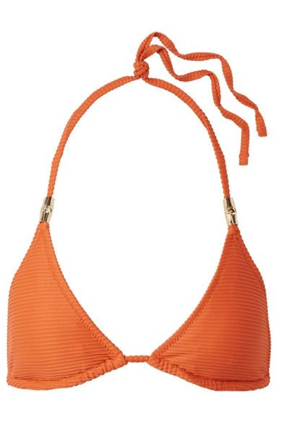 Heidi Klein Textured Triangle Bikini Top In Orange
