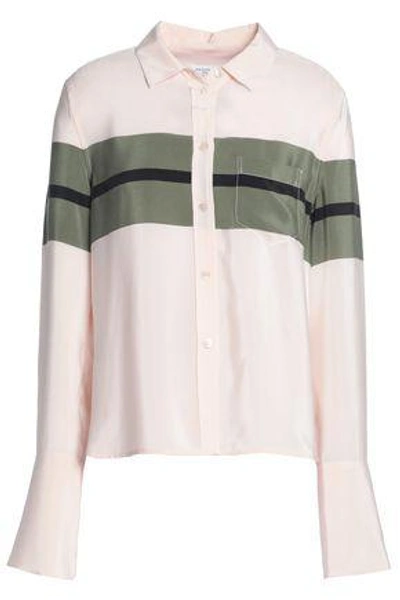 Equipment Color-block Washed-silk Shirt In Pastel Pink