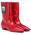 Miu Miu Patent Leather Ankle Boots In Red