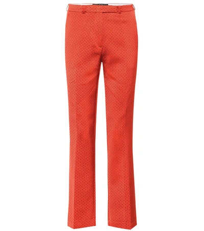 Etro Satin Jacquard Pants In Orange