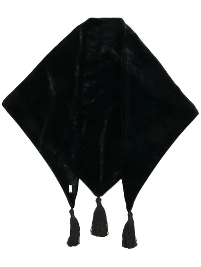 Saint Laurent Tassel Scarf In Black