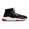 Balenciaga Men's Speed Lace-up Mesh Sneakers In Black And White