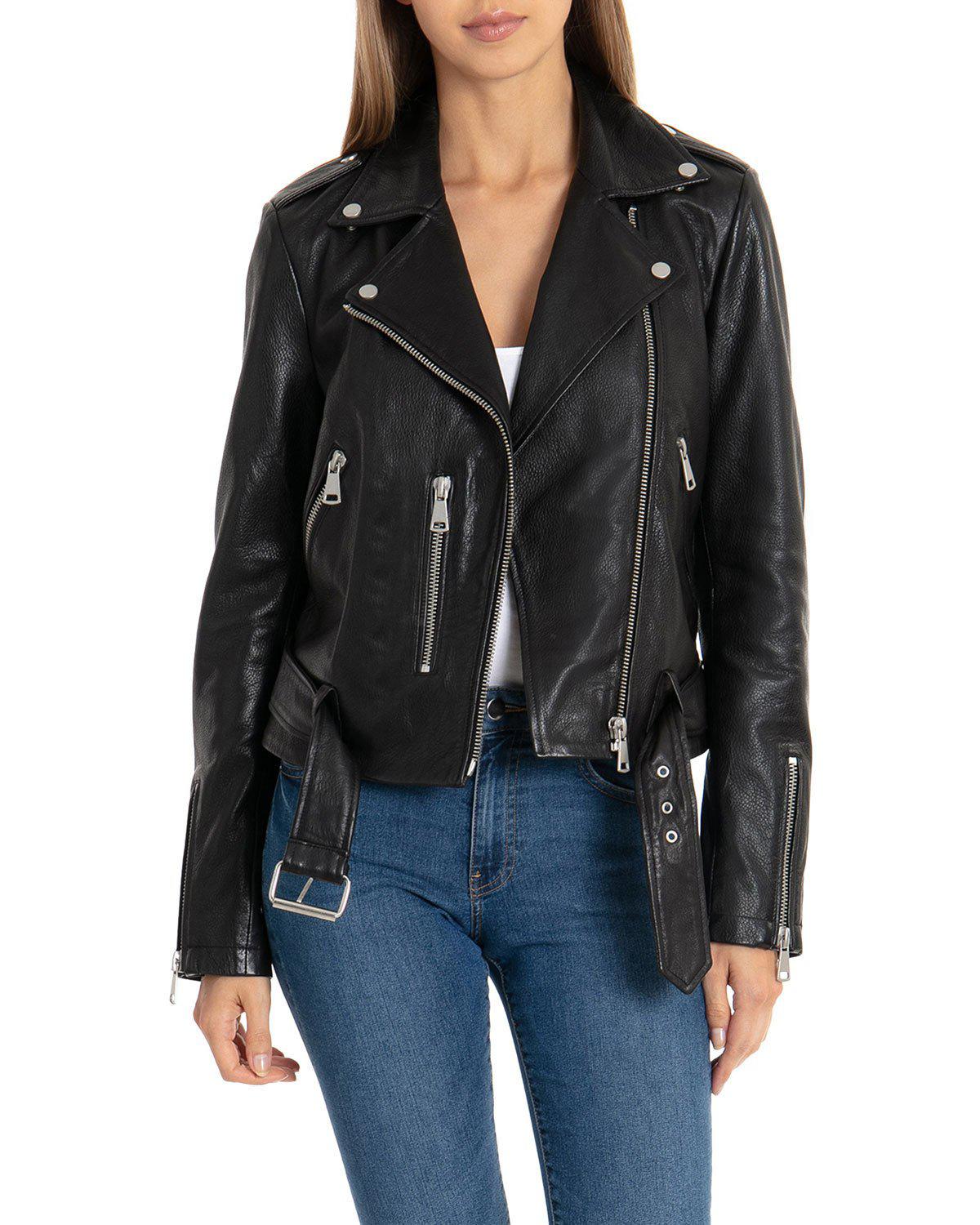Bagatelle . Nyc Pebbled Leather Biker Jacket In Black | ModeSens