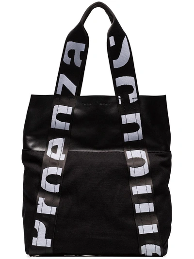 Proenza Schouler Black And White Logo Strap Leather And Canvas Backpack Tote