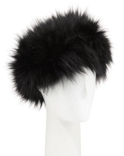 Kelli Kouri Fox Fur Ear Warmer Headband In Black