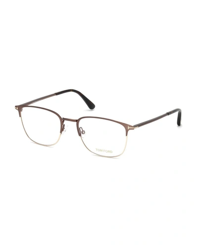 Tom Ford Half-rim Metal Optical Glasses In Gray/black