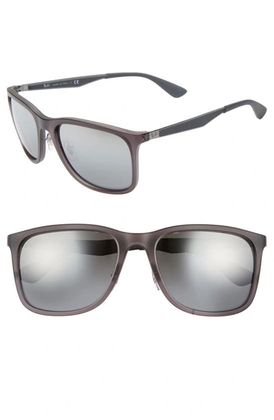 Ray Ban Men's Square Mirrored Propionate Sunglasses In Gray Pattern