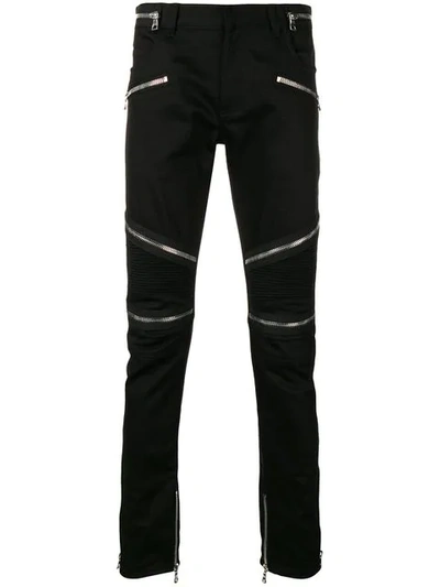 Balmain Slim Biker Jeans In Black