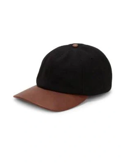 Crown Cap Wool & Leather Cap In Black