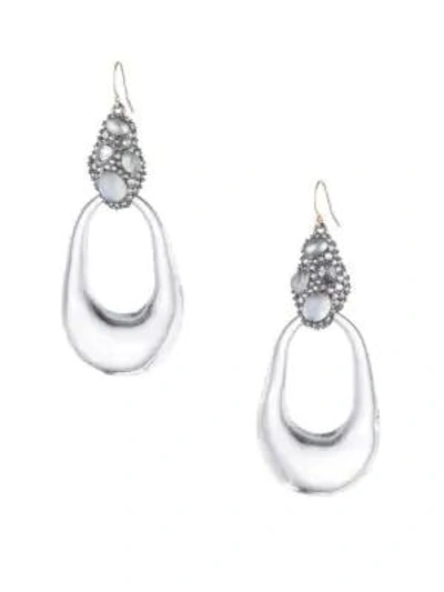 Alexis Bittar Vanitas Swarovski Crystal Stone Cluster Hoop Drop Earrings In Silver