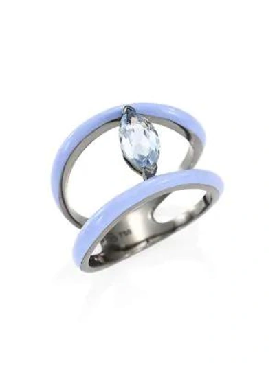 Etho Maria Marquise Blue Topaz 18k White Gold Ring