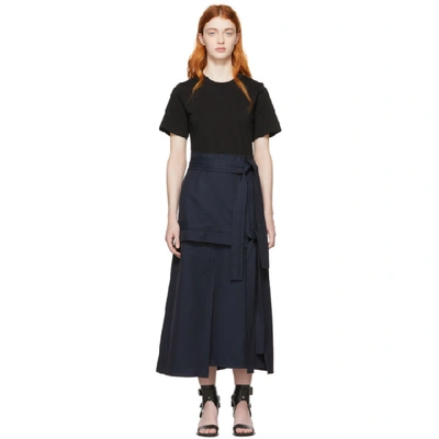 3.1 Phillip Lim / フィリップ リム Short-sleeve Dress With Front-tie Skirt In Mi401 Midnt
