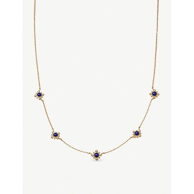 Astley Clarke Floris Mini 18ct Yellow Gold-plated Vermeil And Blue Lapis Necklace