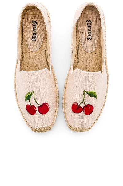 Soludos Cherries Embroidered Espadrille In Blush