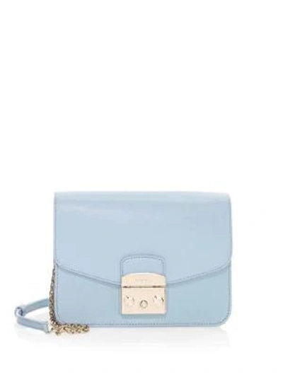 Furla Metropolis Leather Crossbody Mini Bag In Light Blue