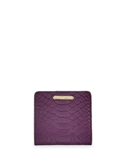 Gigi New York Mini Embossed Python Folding Wallet In Purple