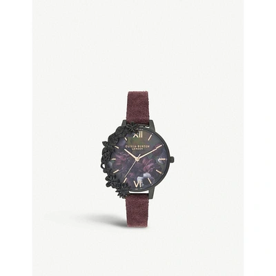 Olivia Burton Ob16ad44 After Dark Ion-plated Stainless Steel And Suede Strap Watch