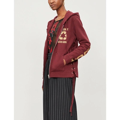 Faith Connexion Logo-print Cotton-jersey Cropped Hoody In Burgundy