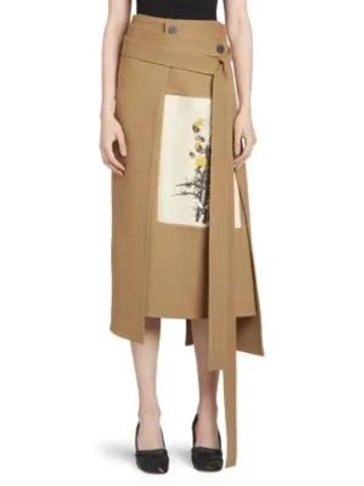 Loewe Wool & Cashmere Botanical Wrap Skirt In Camel