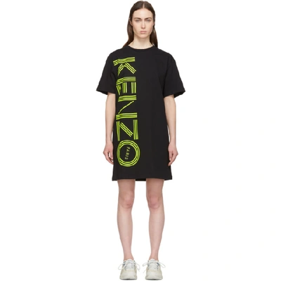 Kenzo Logo Cotton T-shirt Dress In Black