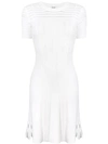 Kenzo Lace Knit Short-sleeve Keyhole Short Dress In White