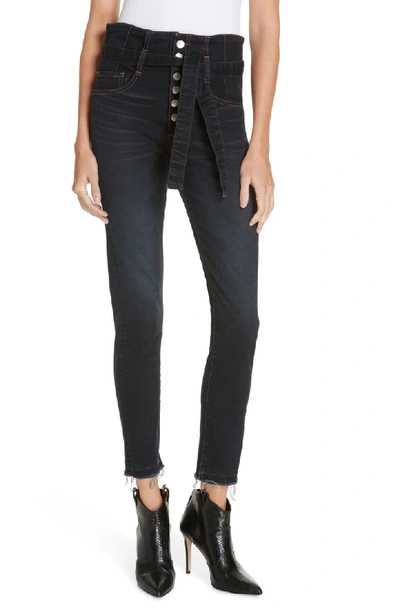 Veronica Beard Keith 12" Rise Corset Raw-hem Skinny Jeans In Dark Slate