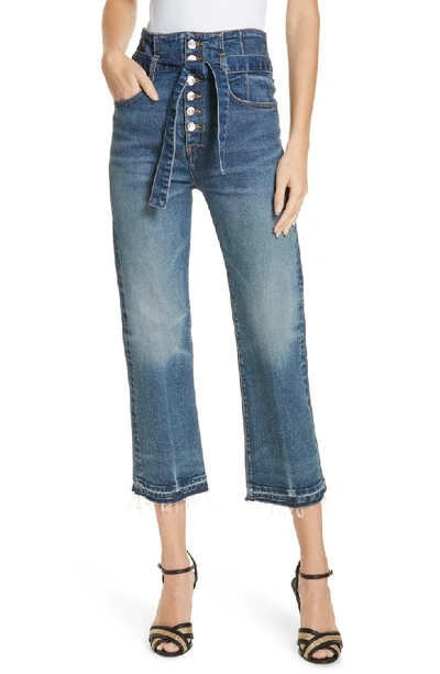 Veronica Beard Marlene 12" Rise Corset Straight-leg Cropped Jeans In Terrain