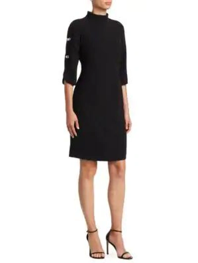 Teri Jon By Rickie Freeman Rhinestone Detail Shift Dress In Black