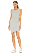 Bobi Supreme Jersey Ruched Bodycon Dress In Heather Grey